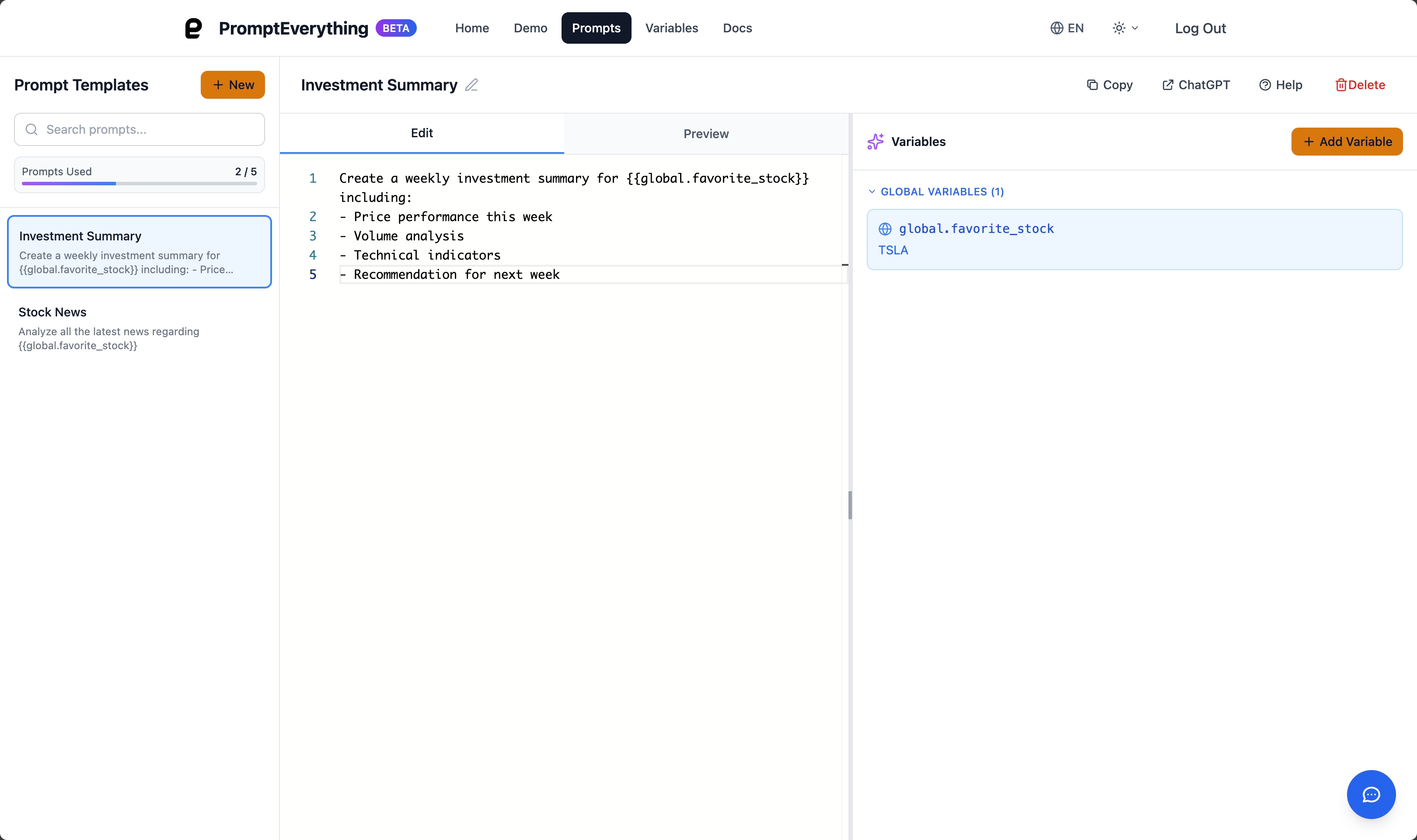 Multiple prompts using global variables